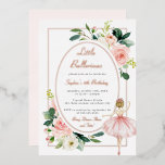 Invitación Con Relieve Metalizado Rubor Pink Floral Ballerina Kids Cumpleaños<br><div class="desc">Más invitaciones de cumpleaños de Bonito en la Pequeña Tienda Bayleigh!</div>