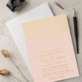 Invitación Con Relieve Metalizado Rubor Pink & Glam Confetti Boda Real