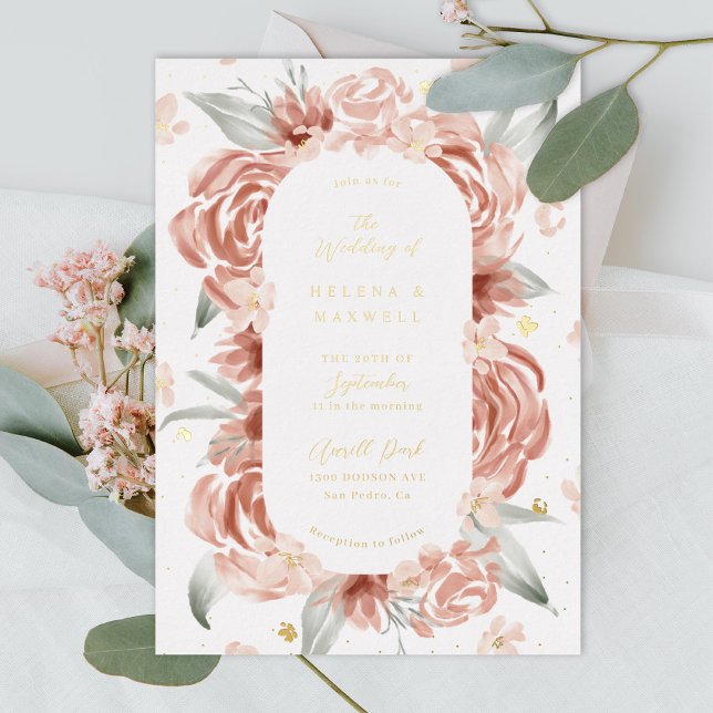 Invitación Con Relieve Metalizado Rubor Rosa Boda Gold (Subido por el creador)