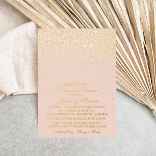 Invitación Con Relieve Metalizado Rubor Rosa y Confeti Dorado Glam Ensayo de Boda