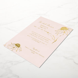Invitación Con Relieve Metalizado Rubor Sunflower Bridal Shower Gold