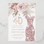 Invitación Con Relieve Metalizado Rubor Vestido Fabuloso 40 cumpleaños Fiesta Rosa O<br><div class="desc">Vestido Rubor Fabuloso 40º cumpleaños Fiesta Rosa Invitación Relieve metalizado dorado Hermoso Rubor Rosa Dusty Flores Ver otras invitaciones en nuestra tienda Nest y Nest</div>