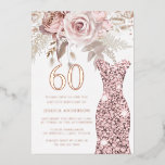 Invitación Con Relieve Metalizado Rubor Vestido Fabuloso Oro Rosa de la Fiesta de Cu<br><div class="desc">Vestido Rubor Fabulous 60th Birthday Party Invitation Relieve metalizado dorado Rosa Hermoso Rubor Dusty Rosas Flores Ver otras invitaciones en nuestra Nest Store y Nest</div>