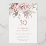 Invitación Con Relieve Metalizado Rubor y Dusty Rosa 50th Birthday Party Rosa Gold<br><div class="desc">Invitación al Relieve metalizado dorado de Rosas de la fiesta de cumpleaños 50 Rosa Rubor & Dusty Ver otras invitaciones en nuestra tienda de nichos y nidos</div>