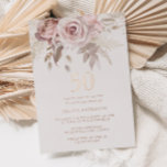 Invitación Con Relieve Metalizado Rubor y Dusty Rosa 50th Birthday Party Rosa Gold<br><div class="desc">Invitación al Relieve metalizado dorado de Rosas de la fiesta de cumpleaños 50 Rosa Rubor & Dusty Ver otras invitaciones en nuestra tienda de nichos y nidos</div>