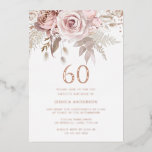 Invitación Con Relieve Metalizado Rubor y Dusty Rosa 60th Birthday Party Rosa Gold<br><div class="desc">Invitación al Relieve metalizado dorado de Rosas de la fiesta de cumpleaños 60 Rosa Rubor & Dusty Ver otras invitaciones en nuestra tienda de nichos y nidos</div>