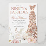 Invitación Con Relieve Metalizado Rubor y White 90th Birthday Party Real Rosa Gold<br><div class="desc">Rubor & White Floral 90th Birthday Party Real Rosa Invitación Relieve metalizado dorado Vestido Rosa Relieve metalizado dorado y Rubor & White Floral Ver otras invitaciones en nuestra Nest Store y Nest</div>