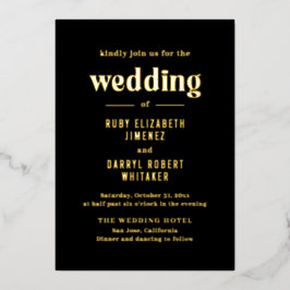 Invitación Con Relieve Metalizado Ruby Black Modern Boda
