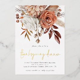 Invitación Con Relieve Metalizado Rustic Fall Florals Terracotta Thankess Real
