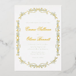 Invitación Con Relieve Metalizado sabio y dorado