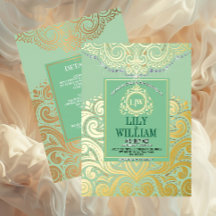 Sage Elegante Artdeco Diamante Monograma Boda Dora