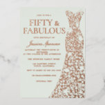 Invitación Con Relieve Metalizado Sage Green Real Rosa Dorado Vestido 50 cumpleaños<br><div class="desc">Sage Green Real Rosa Dorado Vestido 50 cumpleaños Invitación al Relieve metalizado Ver otras invitaciones en nuestra tienda Nest y Nest Store</div>