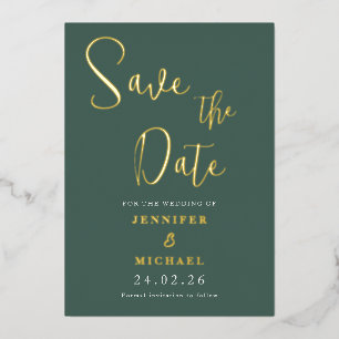 Invitación Con Relieve Metalizado Sage Green Relieve metalizado dorado Wedding Save 