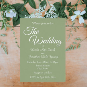 Invitación Con Relieve Metalizado Sage Green Simple Style Boda