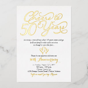 Invitación Con Relieve Metalizado Saludos a 50 años 50 aniversario Boda