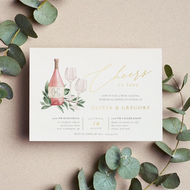 Invitación Con Relieve Metalizado Saludos para amar la cena de ensayo de vino (Subido por el creador)