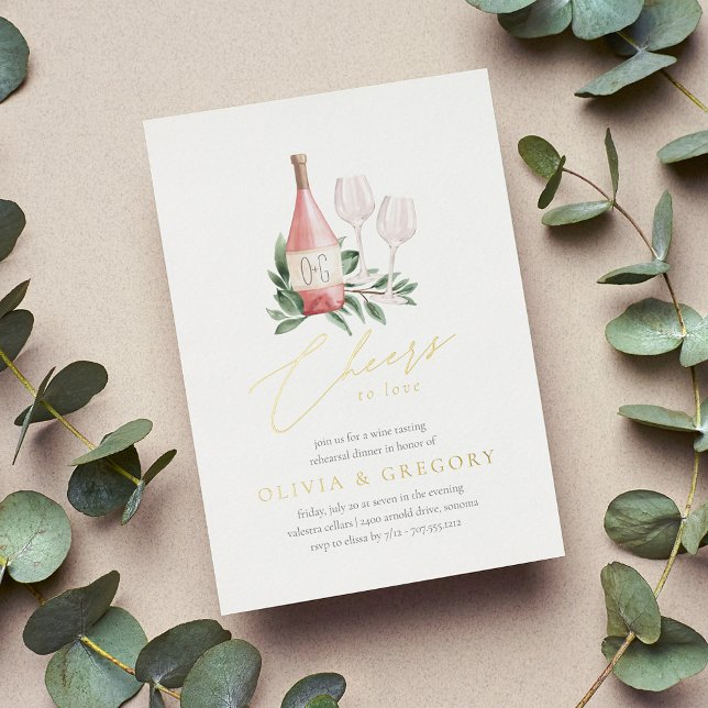 Invitación Con Relieve Metalizado Saludos para amar la cena de ensayo de vino (Subido por el creador)