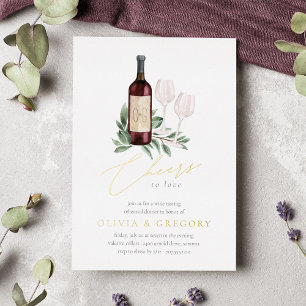 Invitación Con Relieve Metalizado Saludos para amar la cena de ensayo de vino