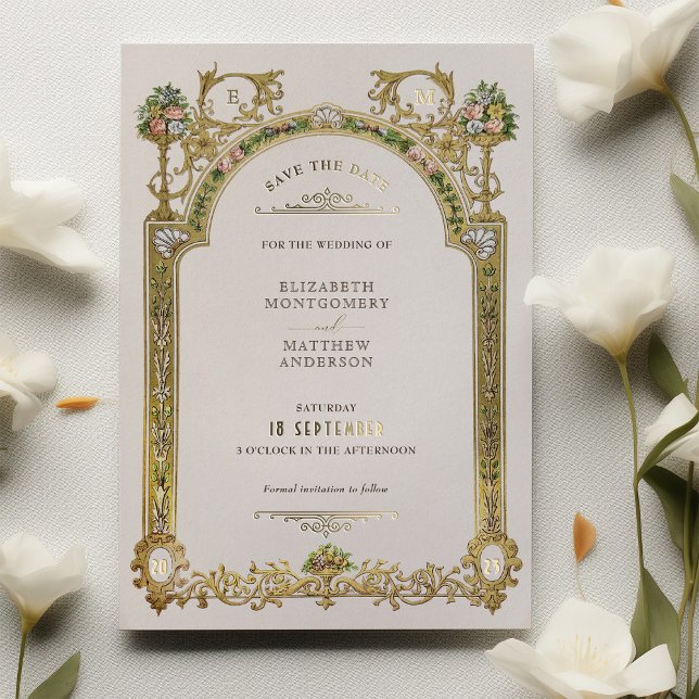Invitación Con Relieve Metalizado Salve La Fecha Victoria Royal Elegance Boda (Subido por el creador)