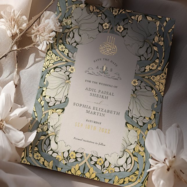 Invitación Con Relieve Metalizado Salven la fecha azul turbio musulmán Morris (Subido por el creador)