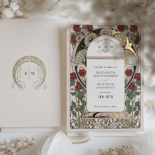 Invitación Con Relieve Metalizado Salven la fecha Bougainvillea Borgoña Boda de oro