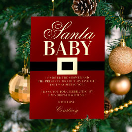 Invitación Con Relieve Metalizado Santa Bebé | Navidades Baby Shower Gracias Real