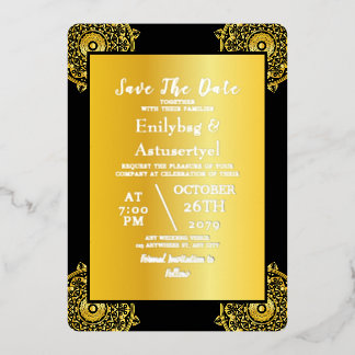 Invitación Con Relieve Metalizado Save the Date de boda personalizado
