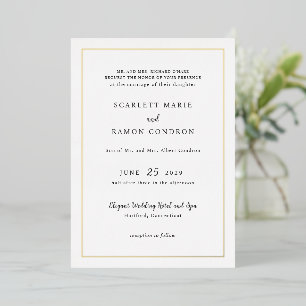 Invitación Con Relieve Metalizado Scarlett Border Elegant Wedding