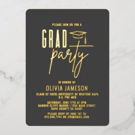 Invitación Con Relieve Metalizado Script de caligrafía moderna para graduación | Fie