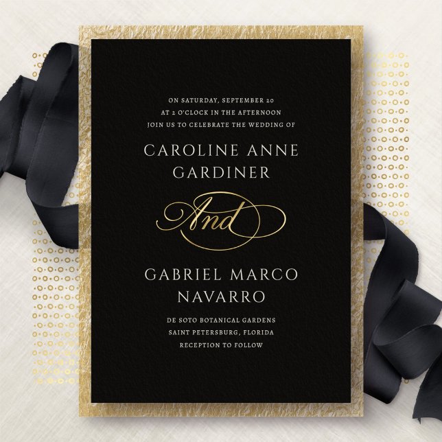 Invitación Con Relieve Metalizado Script Typography Contemporary Wedding (Subido por el creador)