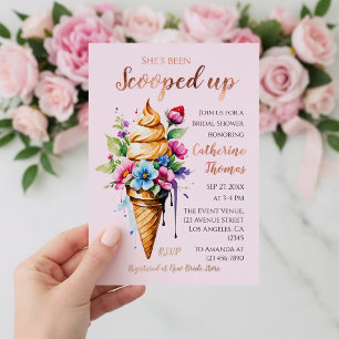 Invitación Con Relieve Metalizado Se La Ha Recogido Cumpleaños Nupcial de Helado