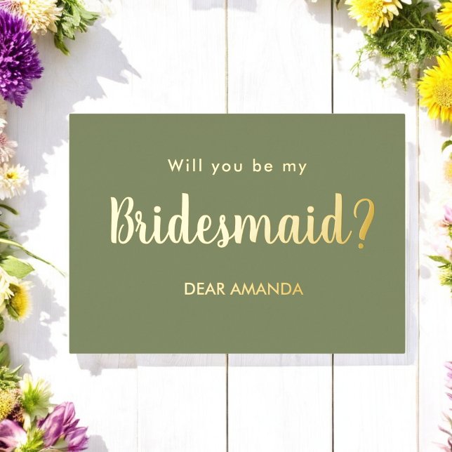 Invitación Con Relieve Metalizado Sé mi novia Sage Green (Subido por el creador)