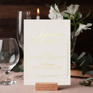 Invitación Con Relieve Metalizado Señal de bebidas emblemáticas para bodas de marfil