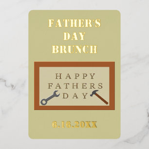 Invitación Con Relieve Metalizado Señal de madera para Brunch del Día del Padre Pers