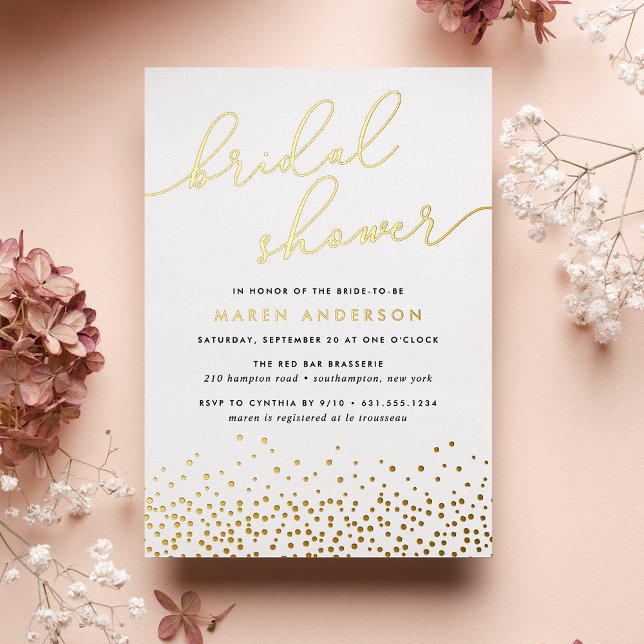 Invitación Con Relieve Metalizado Sencilla ducha de novia confetti (Subido por el creador)