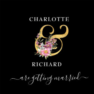 Invitación Con Relieve Metalizado Sencilla elegancia, AHORRA LA FECHA, Negro y Oro