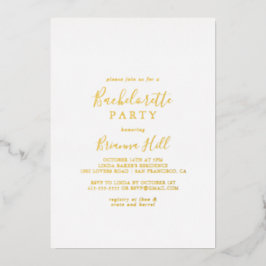 Invitación Con Relieve Metalizado Sencilla Fiesta de Despedida Minimalista de Oro