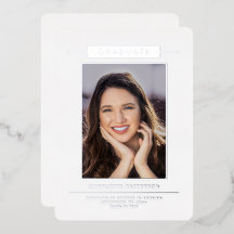 Sencilla Graduación Moderna Foto Guión Plateado