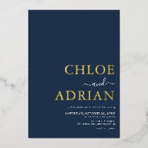 Sencilla Marina Azul Boda Oro