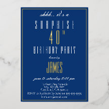 Sencilla Marina Elegante Moderna 40 cumpleaños