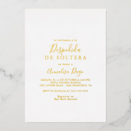 Invitación Con Relieve Metalizado Sencilla Minimalista Despedida de Soltera Dorada