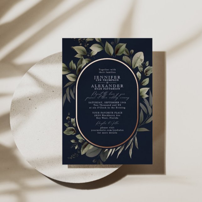 Invitación Con Relieve Metalizado Sencilla vegetación Eucalyptus Boda Rosa (Subido por el creador)