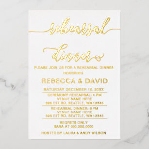 Invitación Con Relieve Metalizado Sencilla y elegante cena de guión