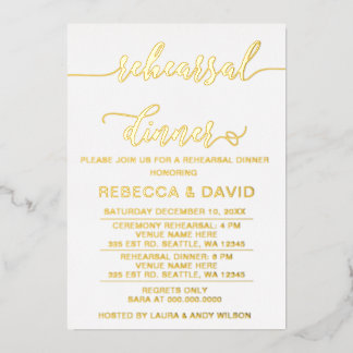 Invitación Con Relieve Metalizado Sencilla y elegante cena de guión