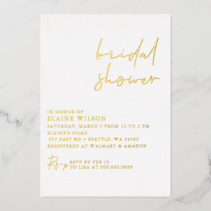 Invitación Con Relieve Metalizado Sencilla y elegante ducha de novia moderna