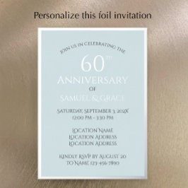 Invitación Con Relieve Metalizado Sencilla y elegante fiesta de aniversario de bodas