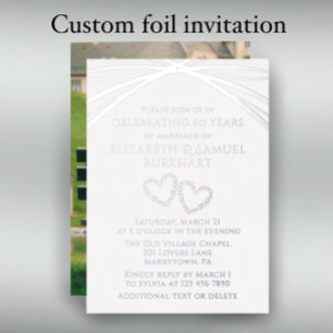 Invitación Con Relieve Metalizado Sencilla y elegante foto del arco 60 aniversario d