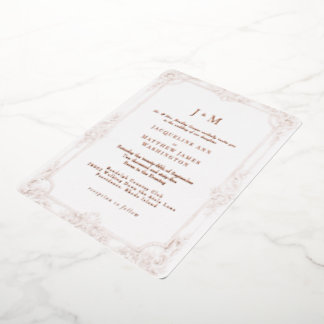 Invitación Con Relieve Metalizado Sencillamente elegancia de oro rosa vintage