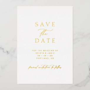 Invitación Con Relieve Metalizado Sencillo Ahorro de la Fecha de la Boda con Foto en