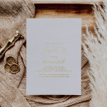 Invitación Con Relieve Metalizado Sencillo dulce Minimalista 16 Fiesta de cumpleaños<br><div class="desc">Esta sencilla y minimalista invitación dulce de 16 años de Relieve metalizado de oro es perfecta para un evento moderno. El diseño,  sencillo y elegante,  presenta una tipografía de escritura clásica y elegante en Relieve metalizado dorado.</div>